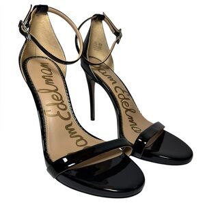 Sam Edelman Ariella Black Patent Stiletto Heels – Strappy Sandals – Size 6.5M